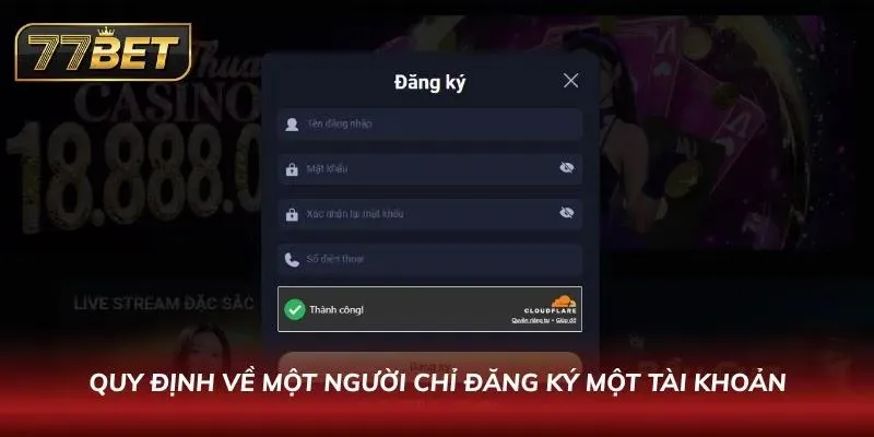Điều Khoản Điều Kiện Sử Dụng 77BET – Cam Kết Minh Bạch 2026 Màn hình cảnh báo phát hiện một người dùng đăng ký hai tài khoản