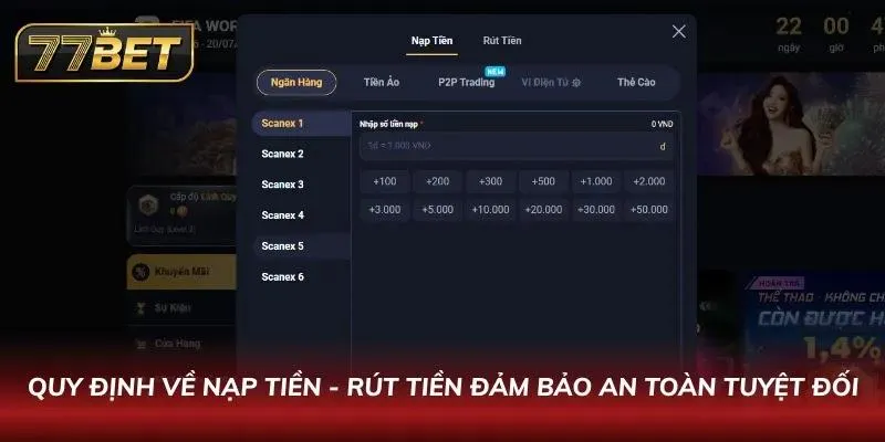 Điều Khoản Điều Kiện Sử Dụng 77BET – Cam Kết Minh Bạch 2026 Người dùng đang thực hiện giao dịch rút tiền trên trang web