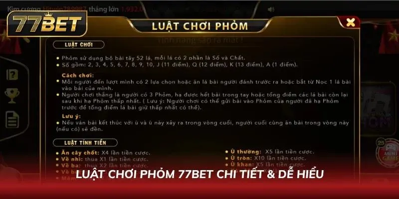 Cách Chơi Phỏm 77Bet – Hướng Dẫn Chi Tiết & Mẹo Thắng Lớn Luật chơi vô cùng chi tiết từ A-Z cho anh em mới tham gia vào bộ môn Phỏm