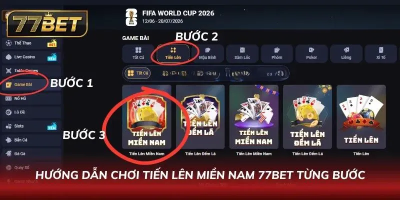 Cách Chơi Tiến Lên Miền Nam 77Bet – Hướng Dẫn Chi Tiết 2026 Quy trình từ A-Z cho tân thủ mới tham gia vào sảnh Tiến Lên của nhà cái